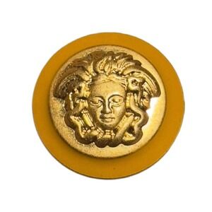 Vintage‎ Versace Fashion Buttons, Gold & Yellow, Medusa Head, 1990s, Approx 7/8"